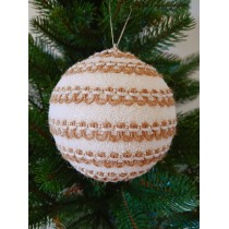 Новорічні кулі білі в плетеній тасьмі Ø100мм, ціна за набір 2 шт (SH308)